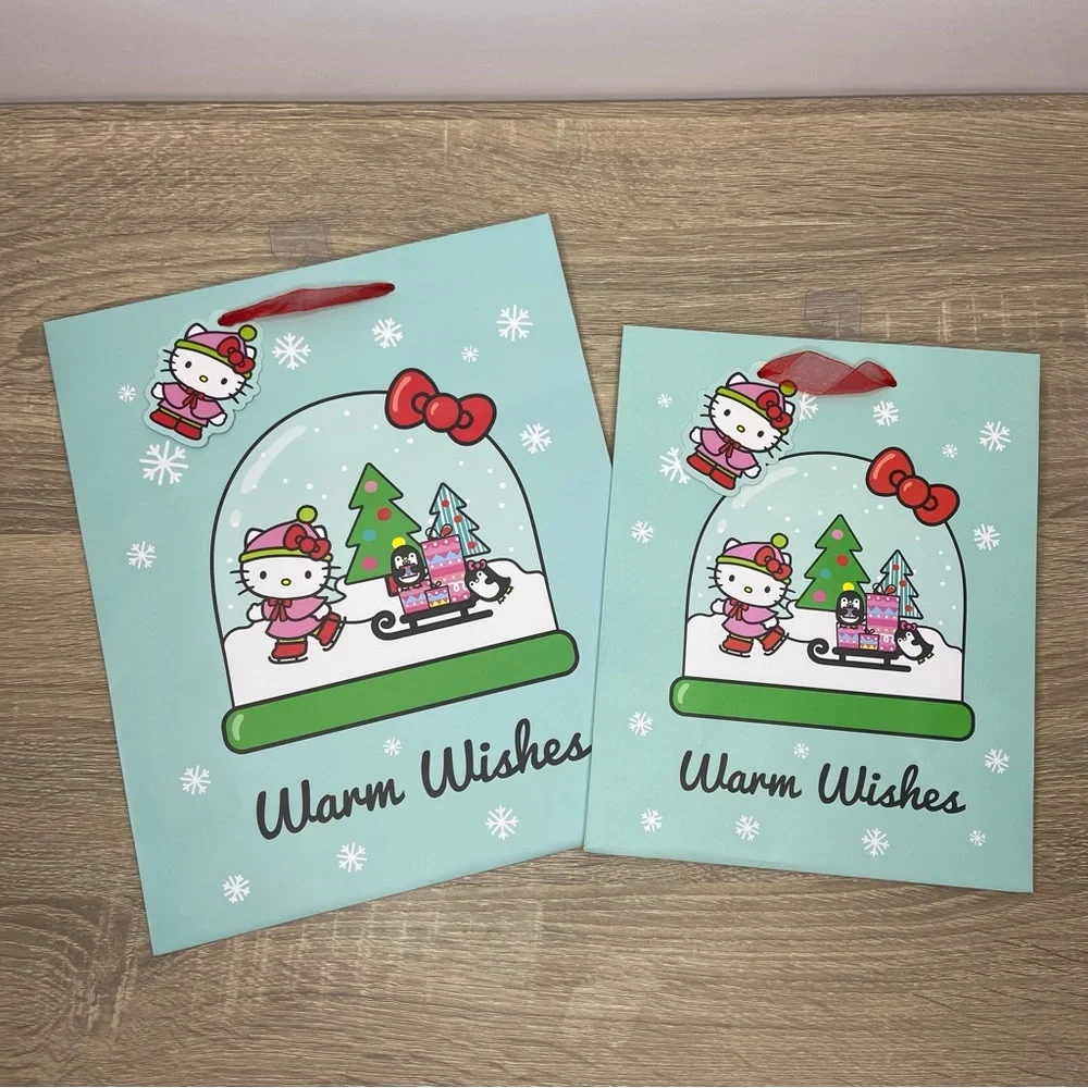 Hello Kitty Snow Glove Christmas Gift Wrap Bag Bundle NEW
